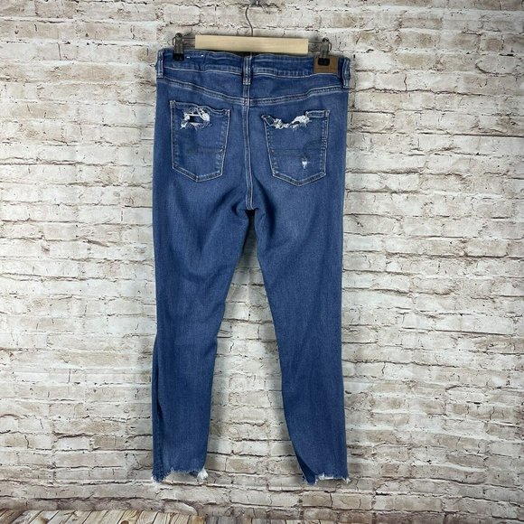 American eagle next level stretch Jegging 14 reg distressed raw hem medium Wash - Picture 5 of 10